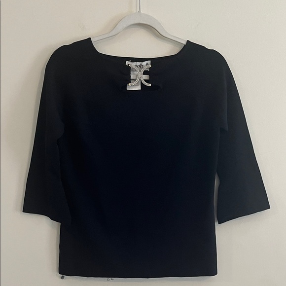 Joseph A Tops - Vintage Joseph A. Black Mcbling Y2K Going Out Top Chic Rhinestone 90s Whimsigoth